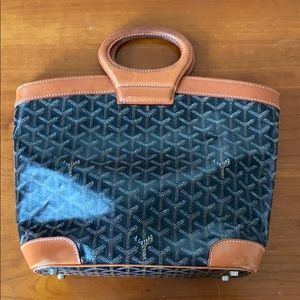 Vintage Goyard black & tan leather handbag